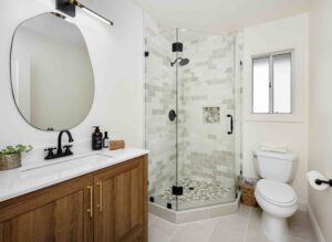 A photo of a luxury bathroom following a remodel project.